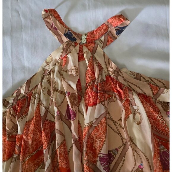 ENTRO Orange & Pink Boho Style Tassel Print Flowy Halter Top Size Large - Picture 5 of 10